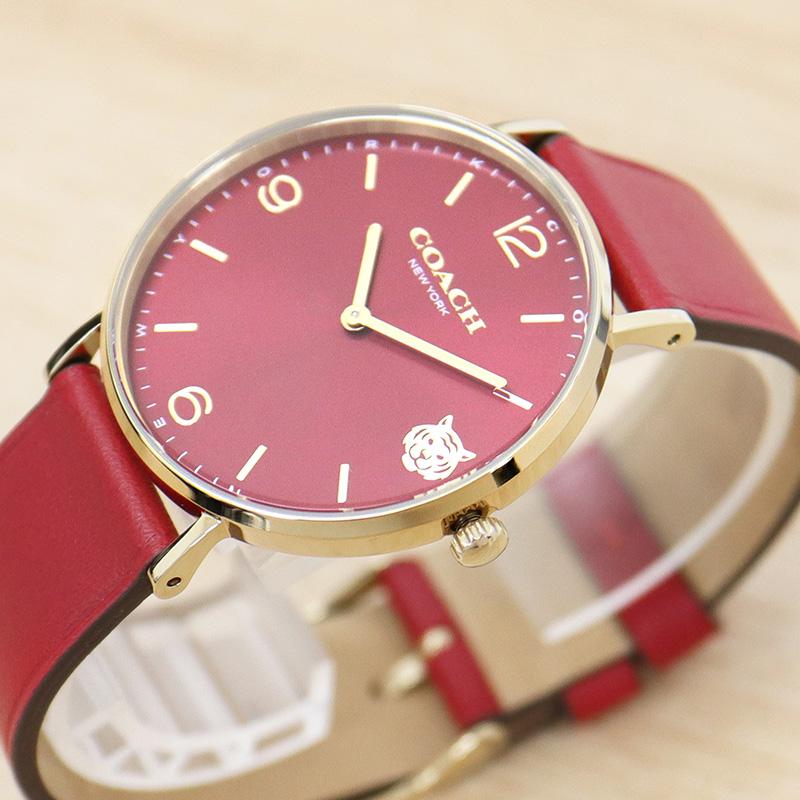 Coach Perry Red Dial Red Leather Strap Watch for Women - 14503867