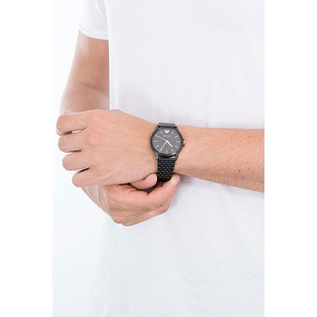 Emporio Armani Interchangeable Black Dial Black Steel Strap Watch For Men - AR80021