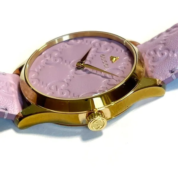 Gucci G Timeless Quartz Lilac Dial Lilac Leather Strap Watch For Women - YA1264098