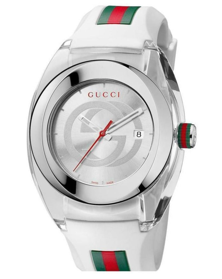 Gucci Sync XXL White Dial White Rubber Strap Watch For Men - YA137102