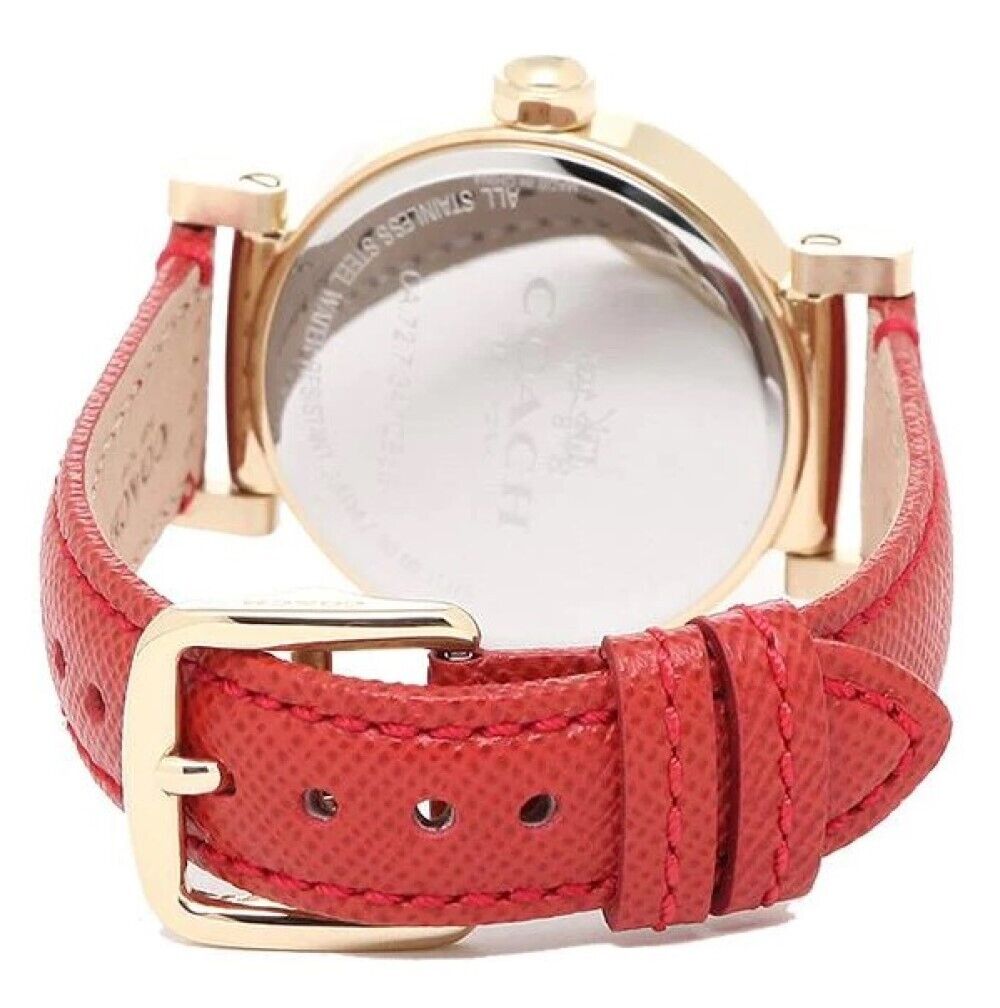 Coach Delancey Ivory Dial Orange Leather Strap Watch for Women - 14502719
