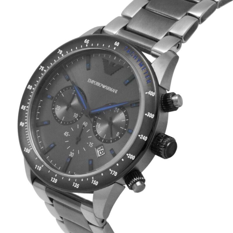 Emporio Armani Chronograph Grey Dial Two Tone Steel Strap Watch For Men - AR11391