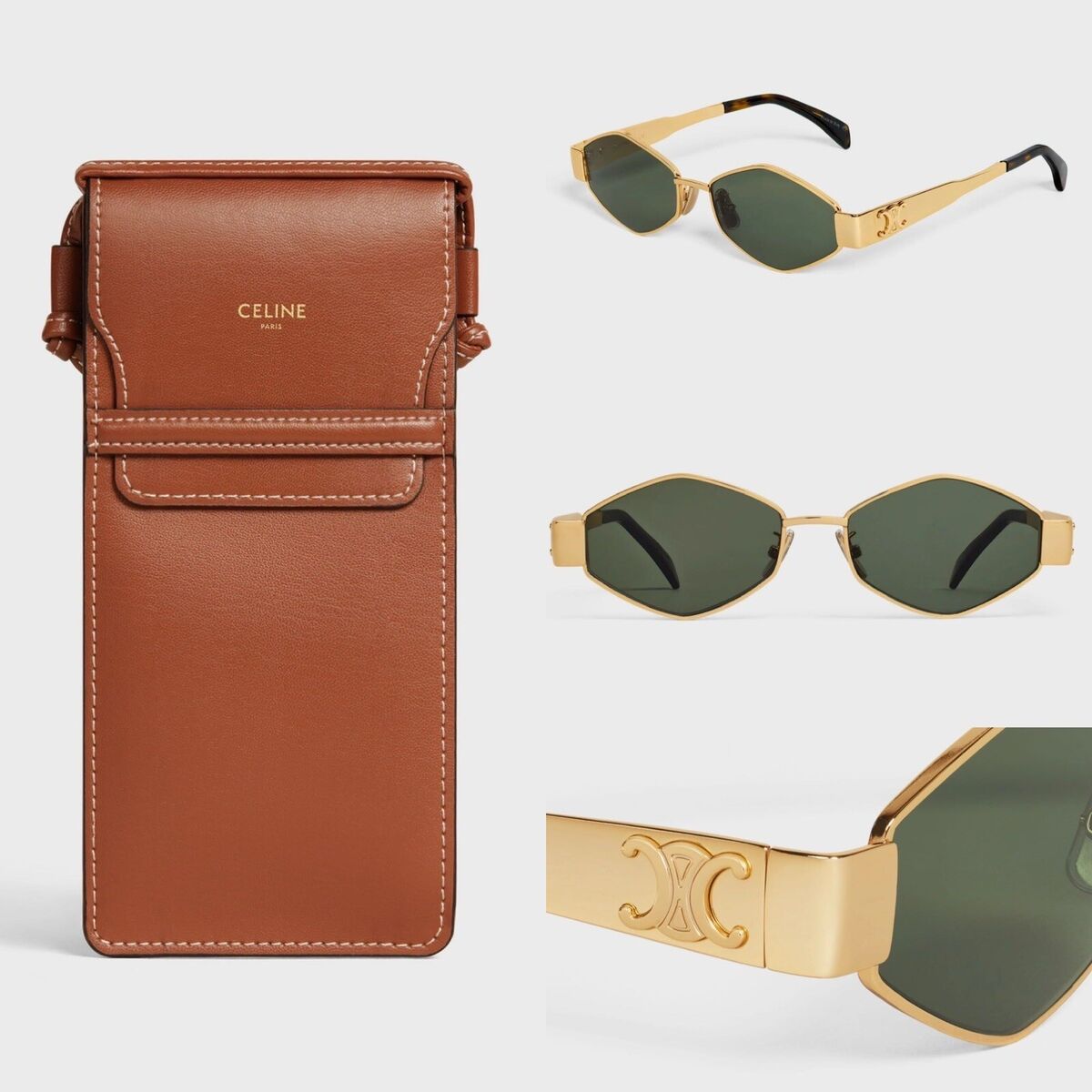 Celine CL40254 30N Triomphe Geometric Metal Gold Sunglasses