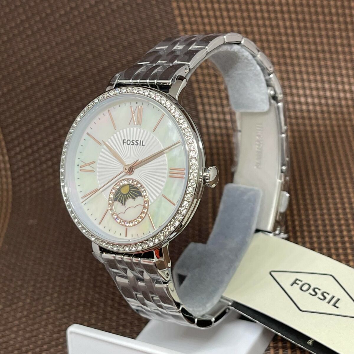 Fossil Jacqueline Multifunction Moonphase White Dial Silver Steel Strap Watch for Women - ES5164
