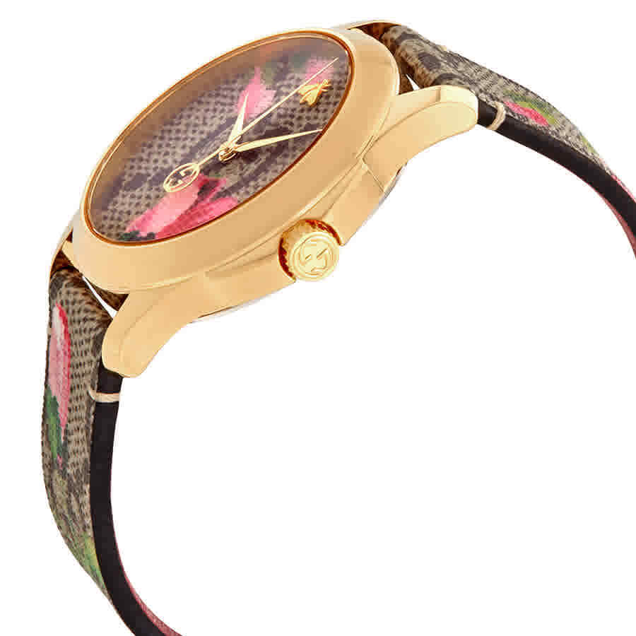  Shop Authentic Gucci G Timeless Floral Brown Dial Brown Leather Strap Watch For Women - YA1264038 - Luxxuri