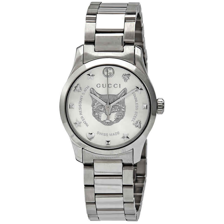  Shop Authentic Gucci G Timeless Silver Dial Silver Steel Strap Watch For Women - YA1264095 - Luxxuri