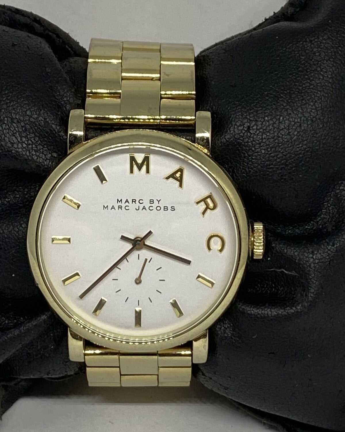 Marc Jacobs Baker White Dial Gold Steel Strap Watch for Women - MBM3243