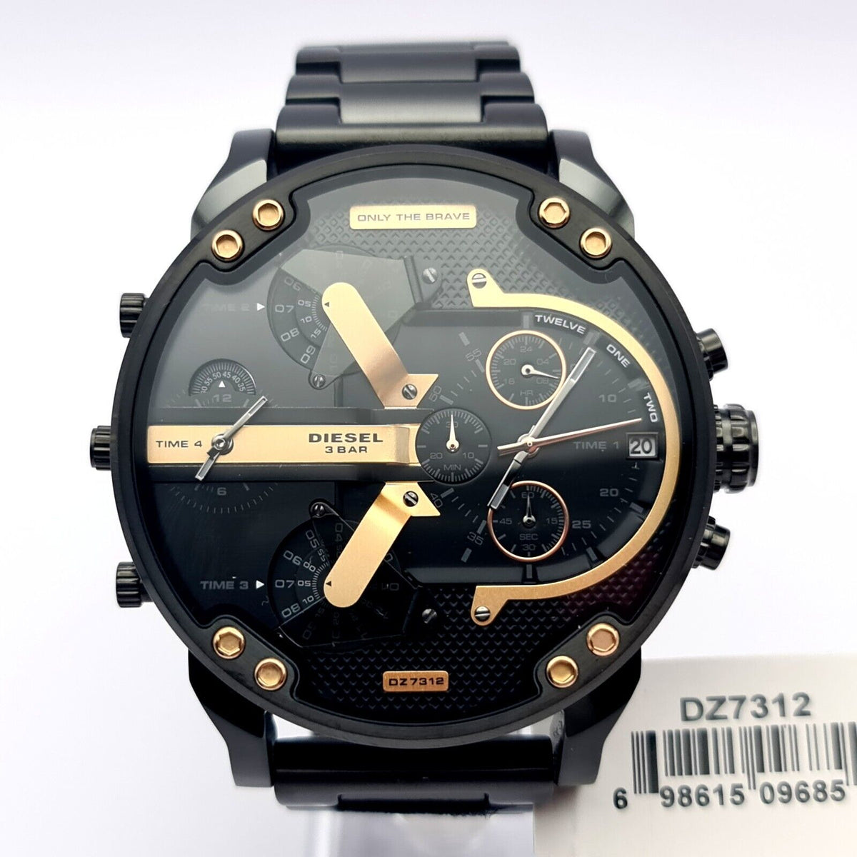 Diesel Big Daddy Chronograph Black Dial Black Steel Strap Watch For Men - DZ7312