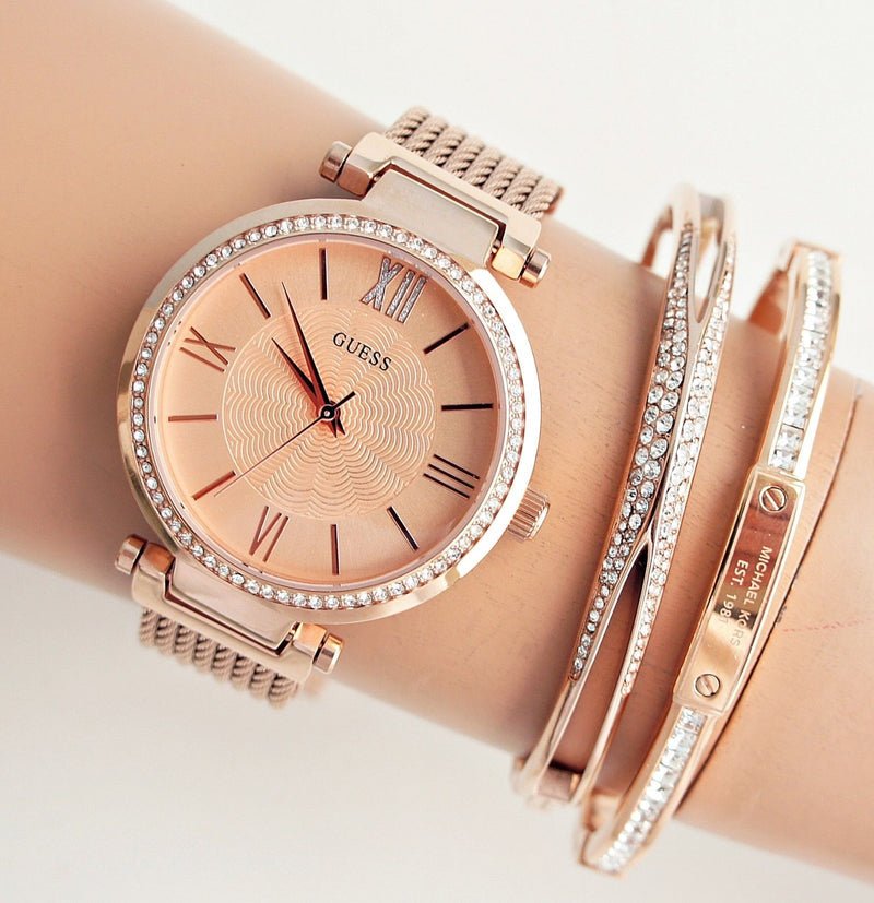 Guess Soho Rose Gold Dial Stainless Steel Watch For Women - W0638L4