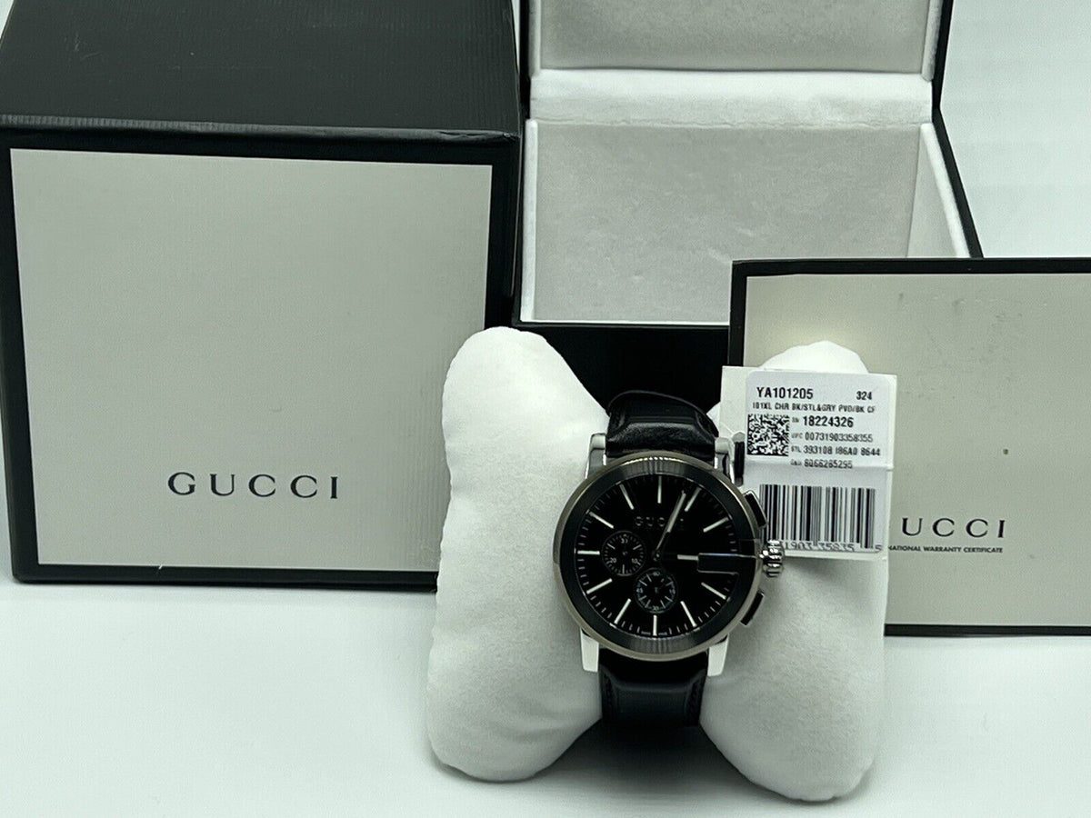  Shop Authentic Gucci G Chrono Black Dial Black Leather Strap Watch For Men - YA101205 - Luxxuri