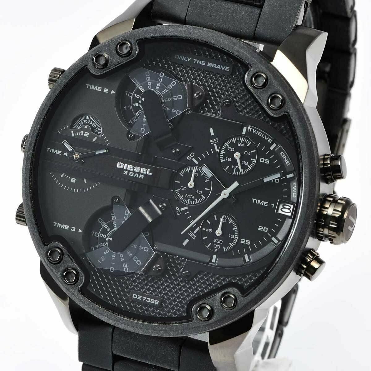 Diesel Mr Daddy 2.0 Chronograph Black Dial Black Steel Strap Watch For Men - DZ7396