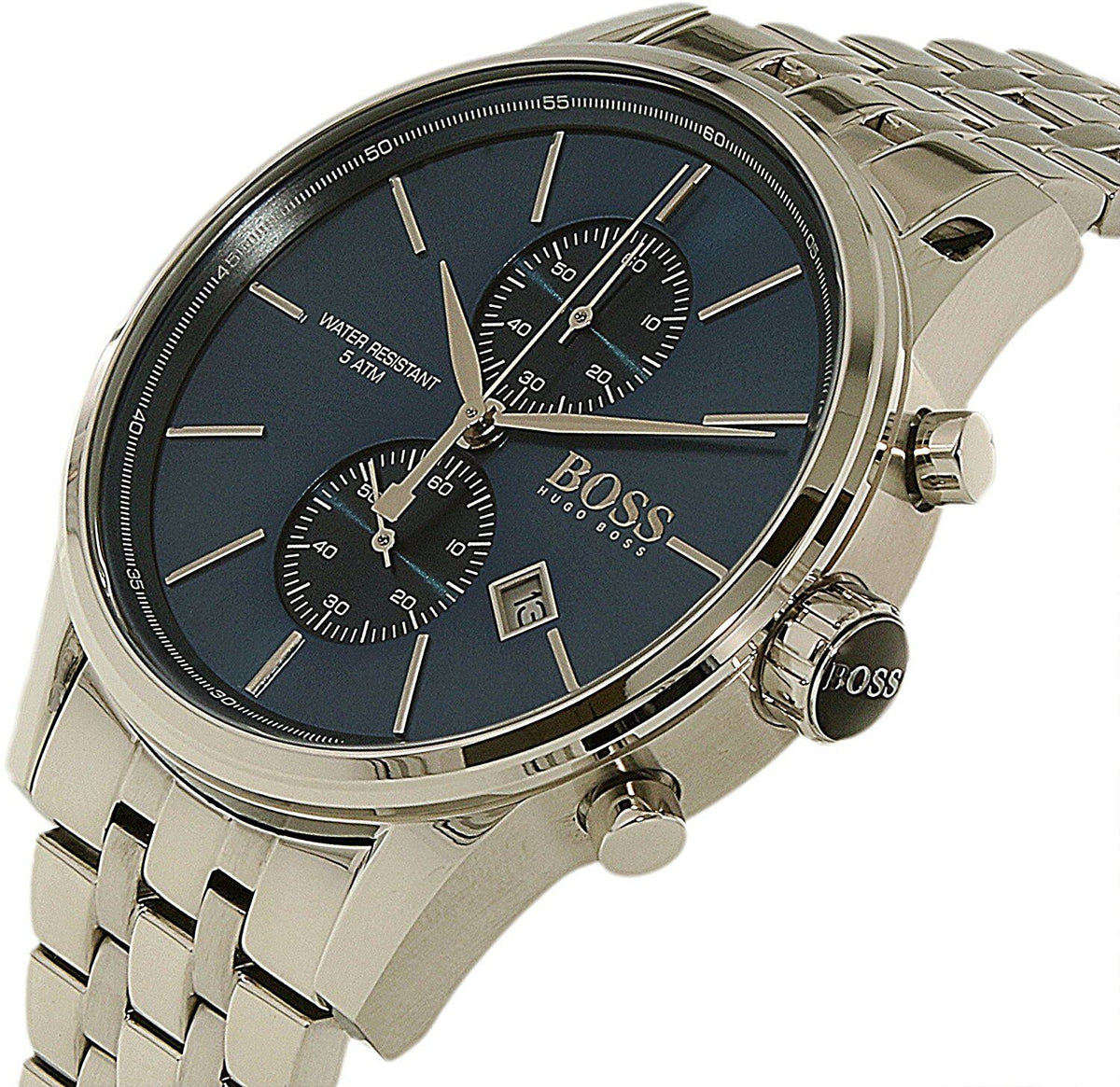 Hugo Boss Jet Chronograph Blue Dial Silver Steel Strap Watch for Men - 1513384