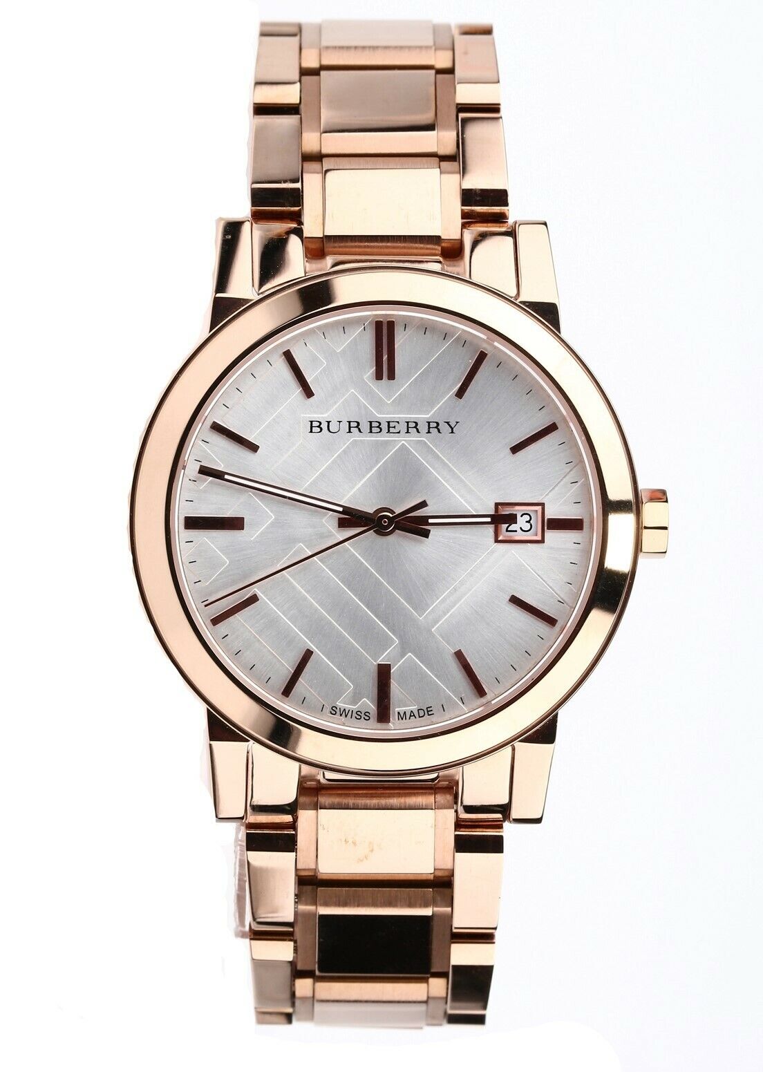 Burberry The City White Dial Rose Gold Steel Strap Watch for Women - BU9004