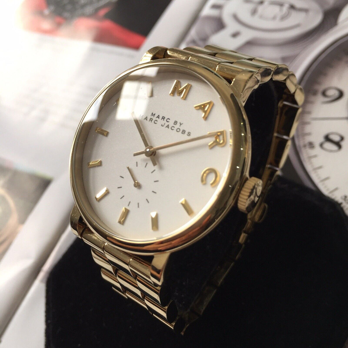 Marc Jacobs Baker White Dial Gold Steel Strap Watch for Women - MBM3243