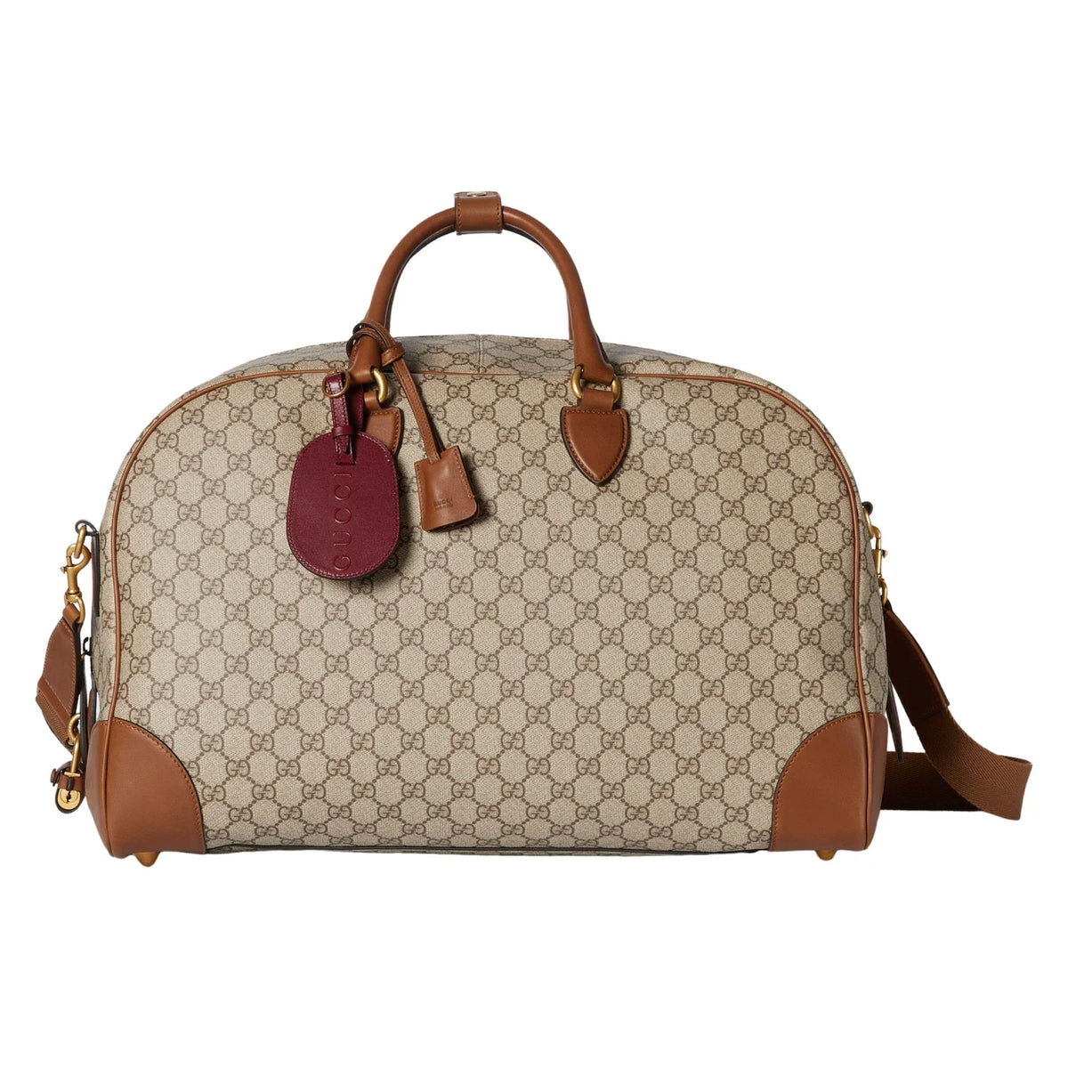 Gucci GG Canvas Medium Leather-Trimmed Duffel Bag