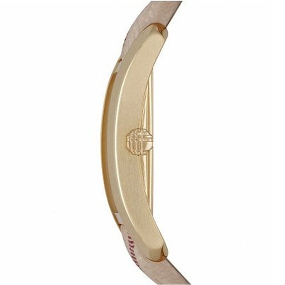 Burberry Pioneer Champagne Dial Haymarket Beige Leather Strap Watch for Women - BU9407
