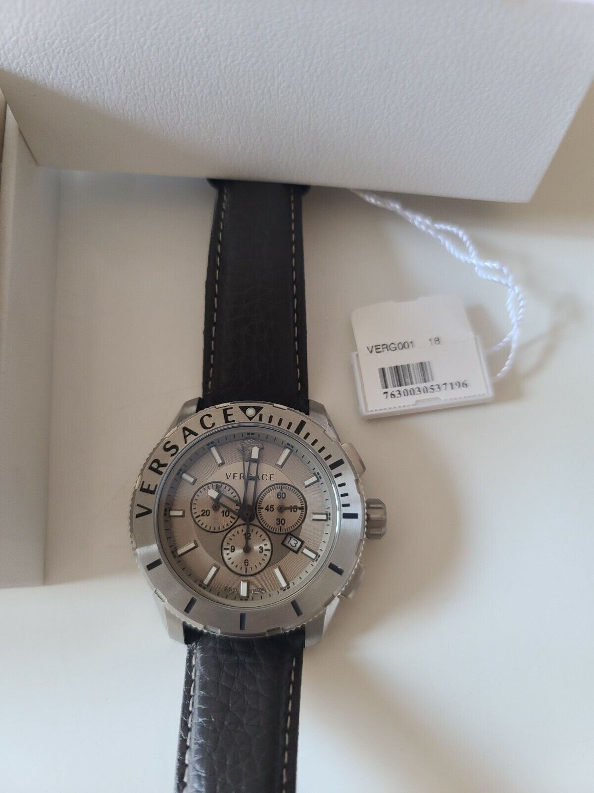 Versace Casual Chronograph Grey Dial Brown Leather Strap Watch for Men - VERG001-18
