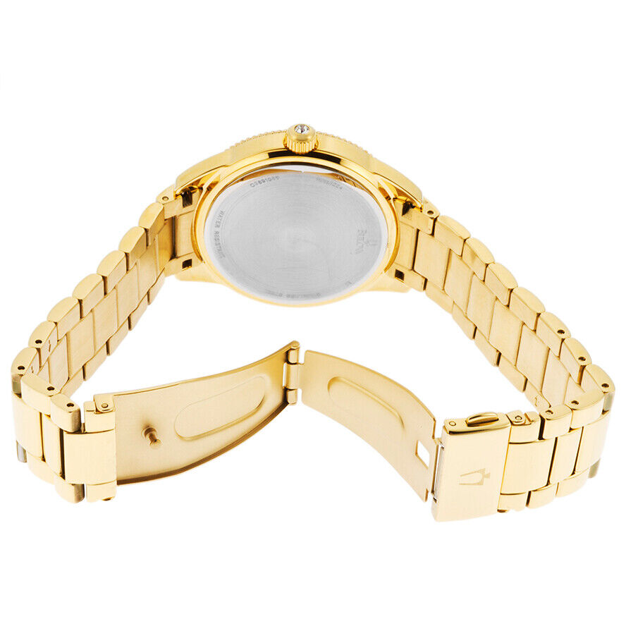 Bulova Multi Function Gold Dial Gold Steel Strap Watch for Women - 97N102