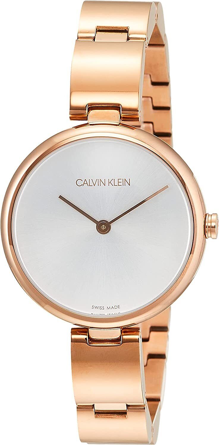 Calvin Klein Wavy White Dial Rose Gold Steel Strap Watch for Women - K9U23646