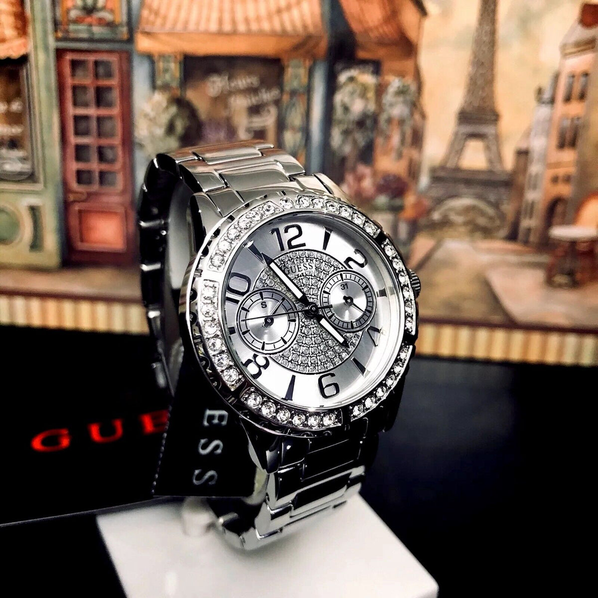 Guess Sassy Multifunction Quartz Silver Dial Silver Steel Strap Watch For Women - W0705L1