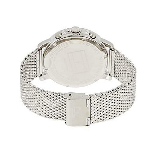 Tommy Hilfiger Chronograph Black Dial Silver Mesh Bracelet Watch for Men - 1791292