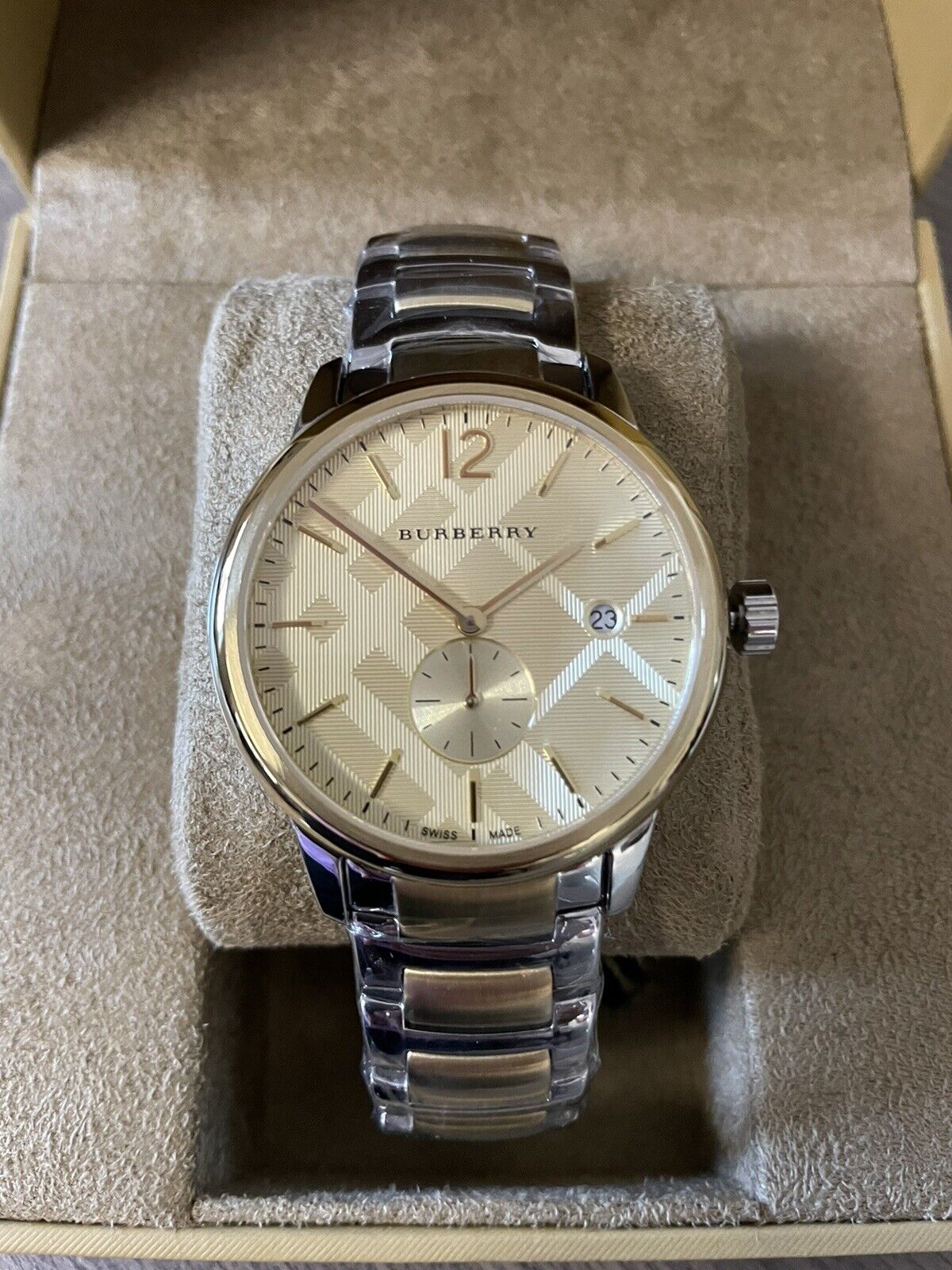 Burberry The Classic Gold Dial Two Tone Steel Strap Watch for Men - BU10011