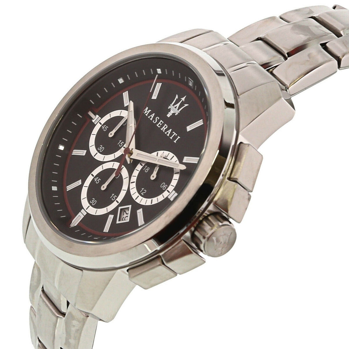 Maserati Successo Chronograph Black Dial Silver Steel Strap Watch For Men - R8873621009