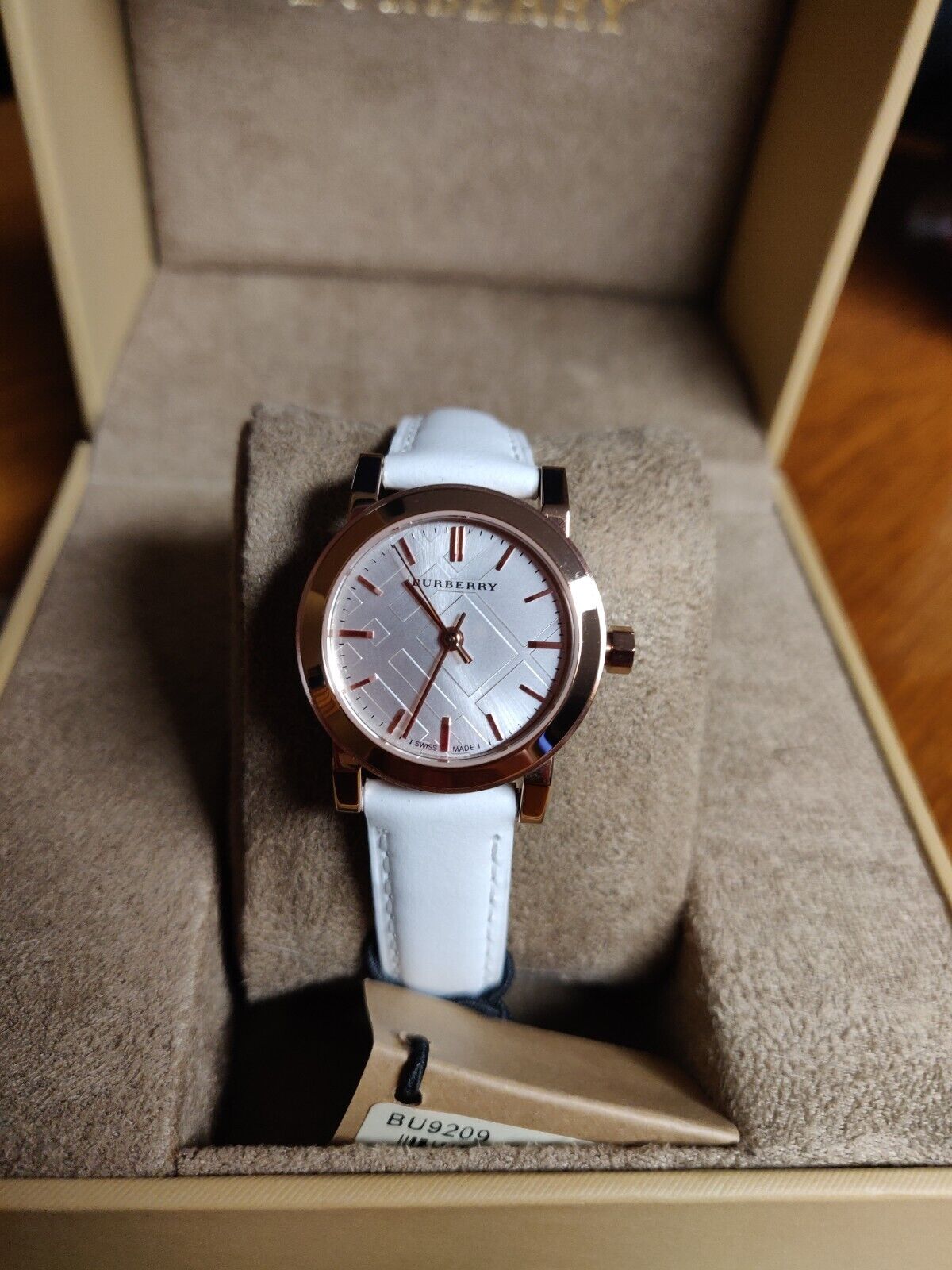 Burberry The City White Dial White Leather Strap Watch for Women - BU9209