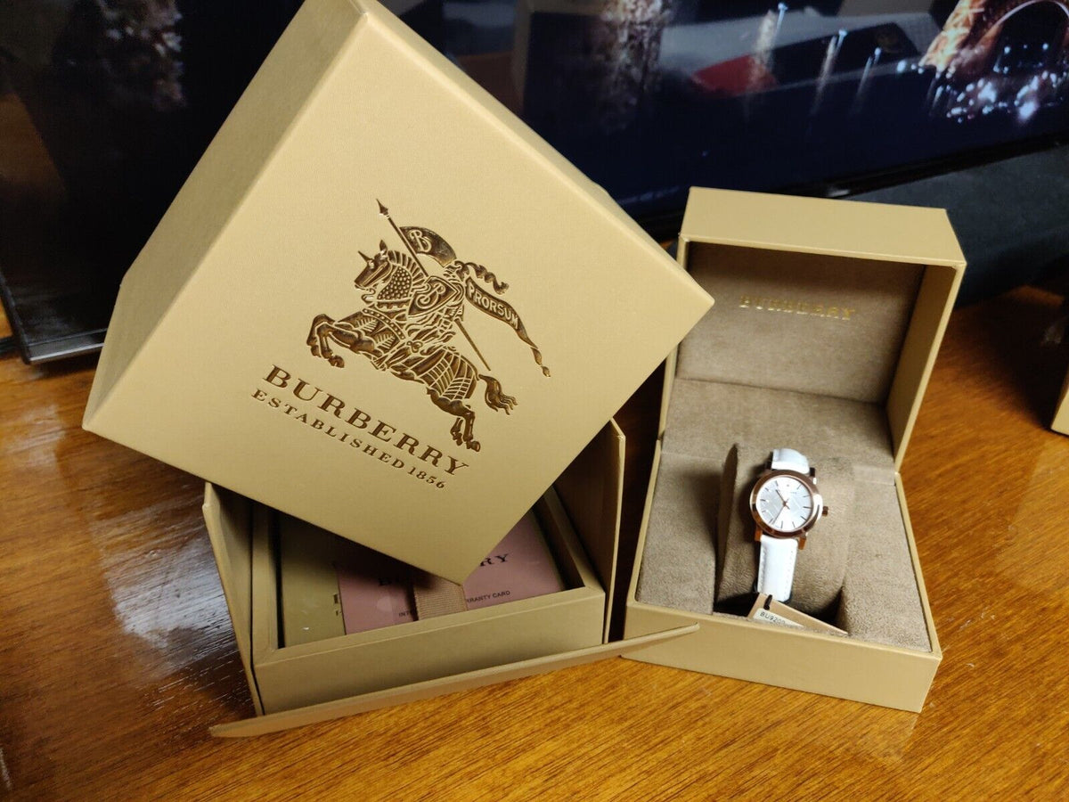 Burberry The City White Dial White Leather Strap Watch for Women - BU9209