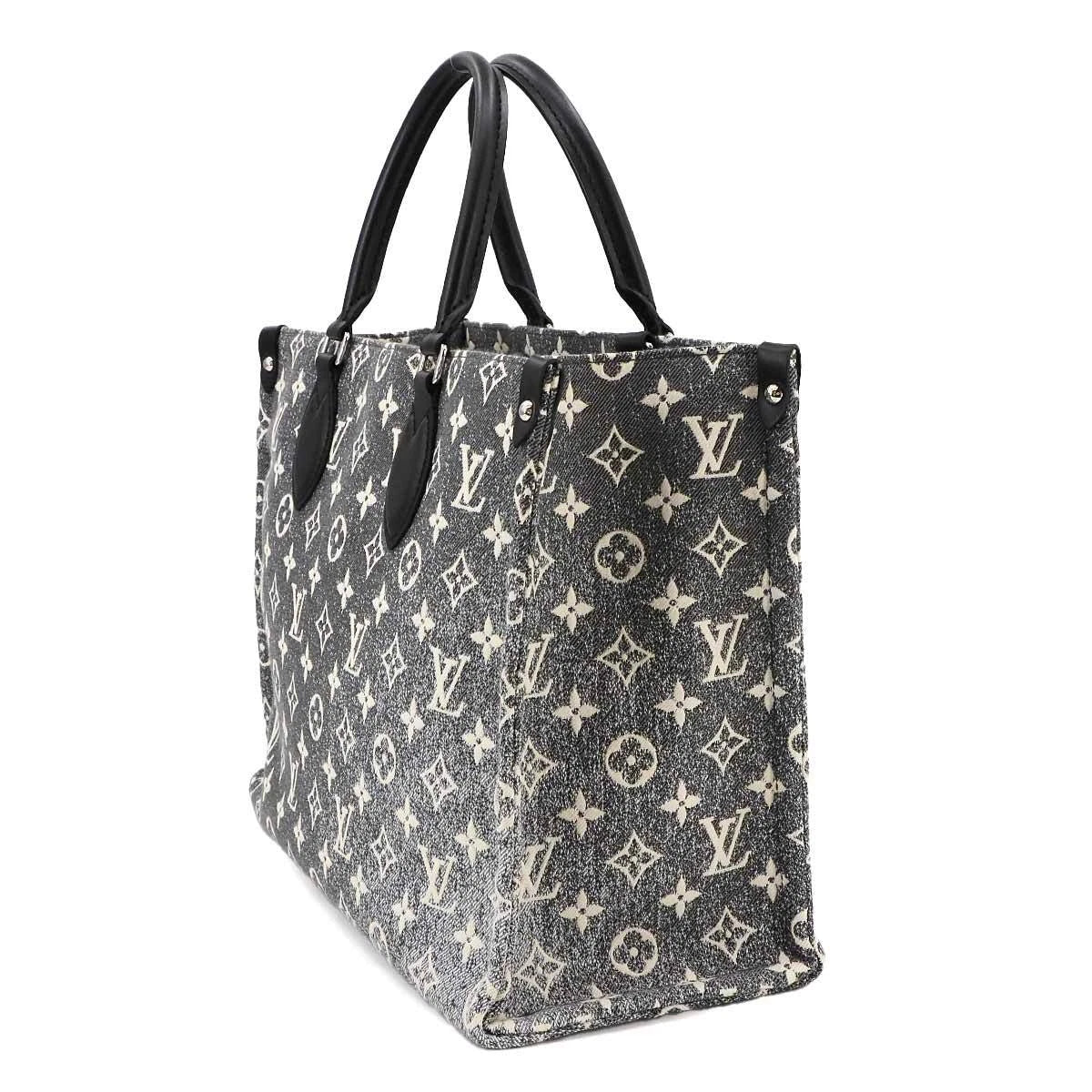 Louis Vuitton Jacquard Denim OnTheGo MM Tote Bag - Black White