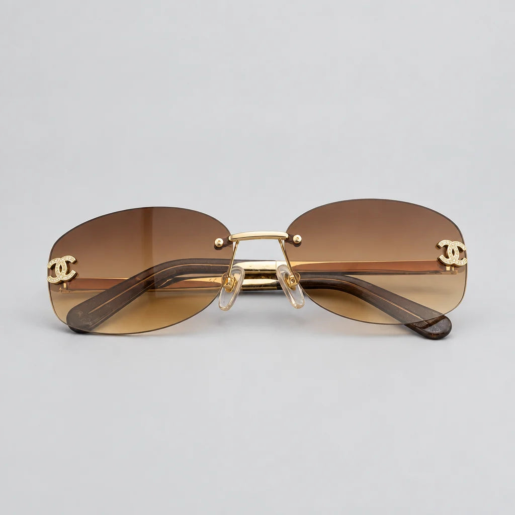 Chanel Women Rimless Brown Gradient Sunglasses