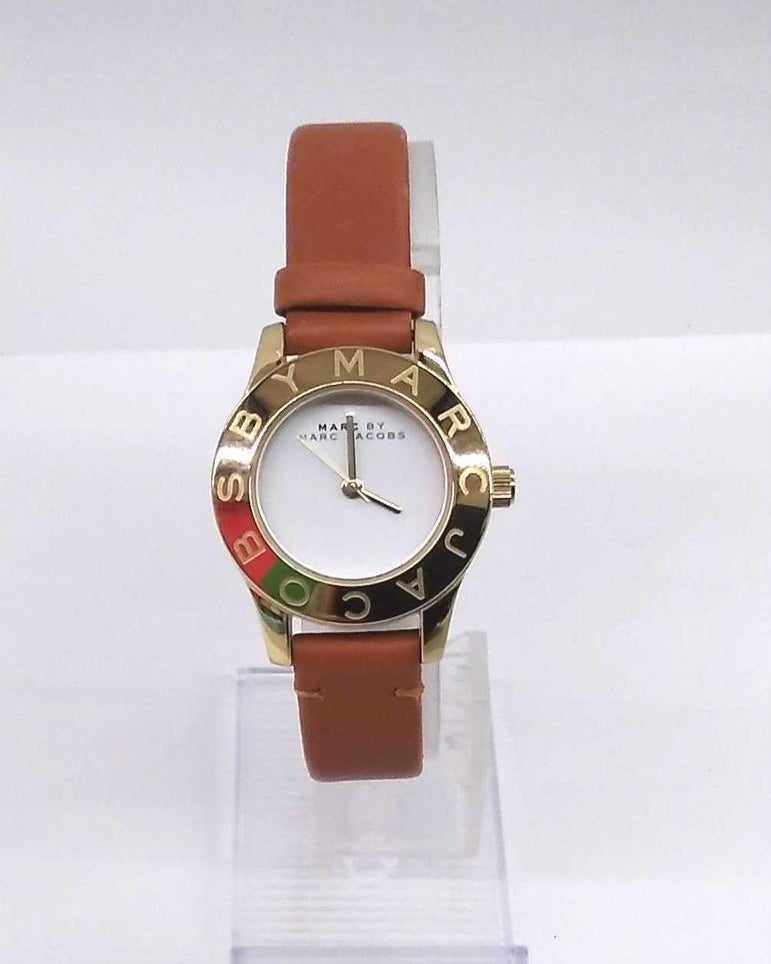 Marc Jacobs Mini Blade White Dial Brown Leather Strap Watch for Women - MBM1219