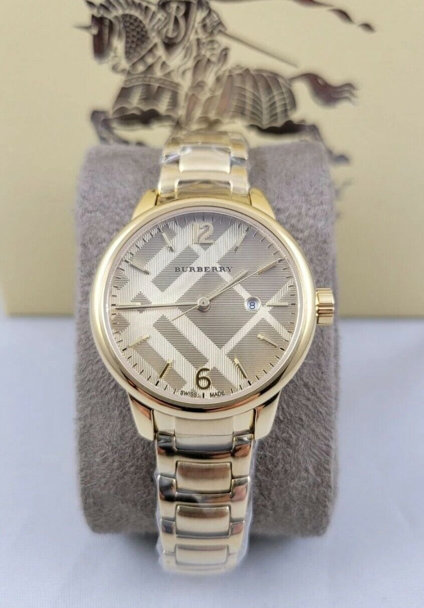 Burberry The Classic Champagne Gold Dial Gold Steel Strap Watch for Women - BU10109