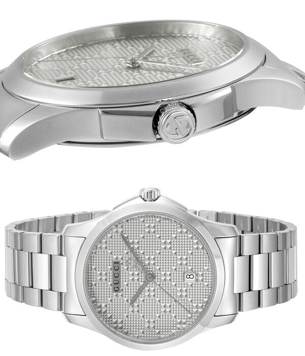  Shop Authentic Gucci G Timeless Quartz Silver Dial Silver Steel Strap Watch For Women - YA126459 - Luxxuri