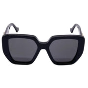 Premium black square-frame luxury sunglasses with dark tinted lenses
