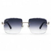 Cartier Panthère de Unisex Rimless Rectangular Grey Gradient Split Diamond Cut Sunglasses
