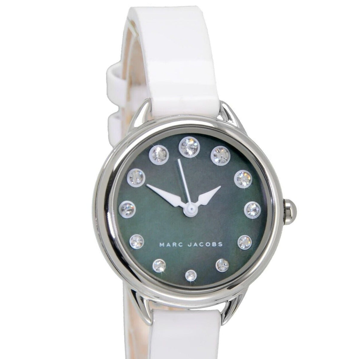 Marc Jacobs Betty Mother of Pearl Black Dial White Leather Strap Watch for Women - MJ1512