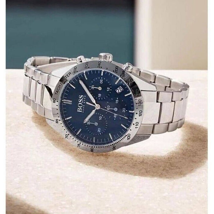 Hugo Boss Talent Blue Dial Silver Steel Strap Watch for Men - 1513582