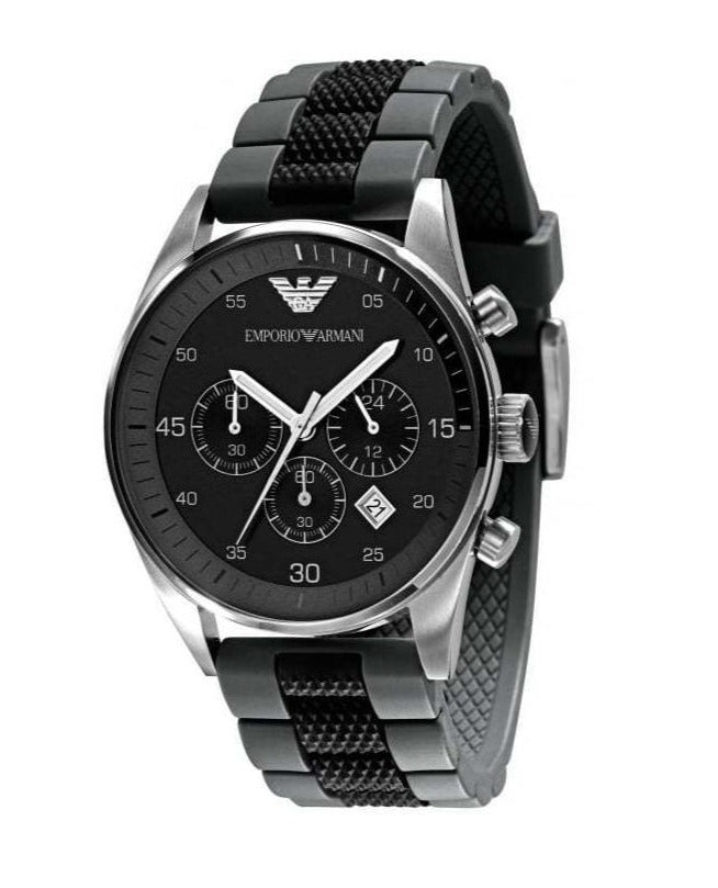Emporio Armani Sportivo Black Dial Two Tone Ceramic Bracelet Watch For Men - AR5866