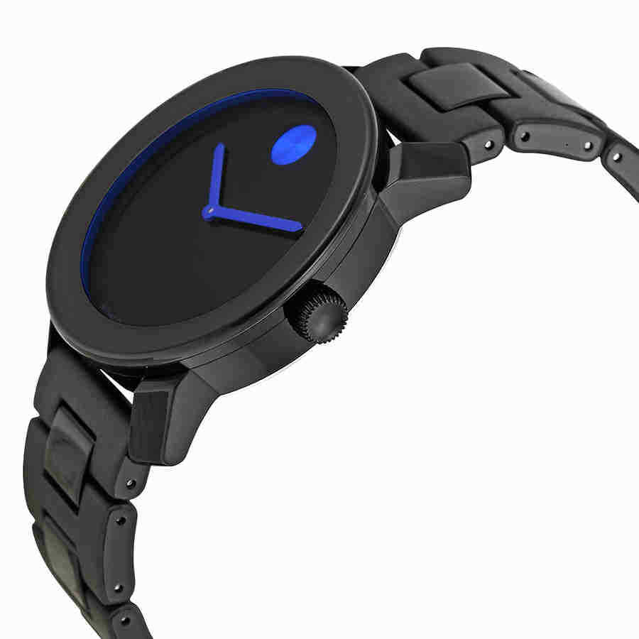 Movado Bold TR90 Black Dial Black Steel Strap Watch for Men - 3600099