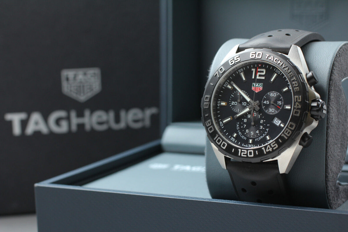 Tag Heuer Formula 1 Black Dial Black Leather Strap Watch for Men - CAZ1010.FT8024