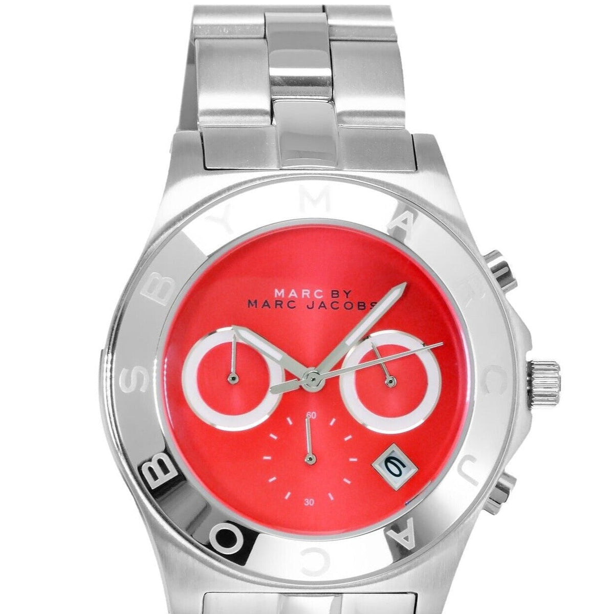 Marc Jacobs Blade Orange Dial Silver Steel Strap Watch for Women - MBM3306