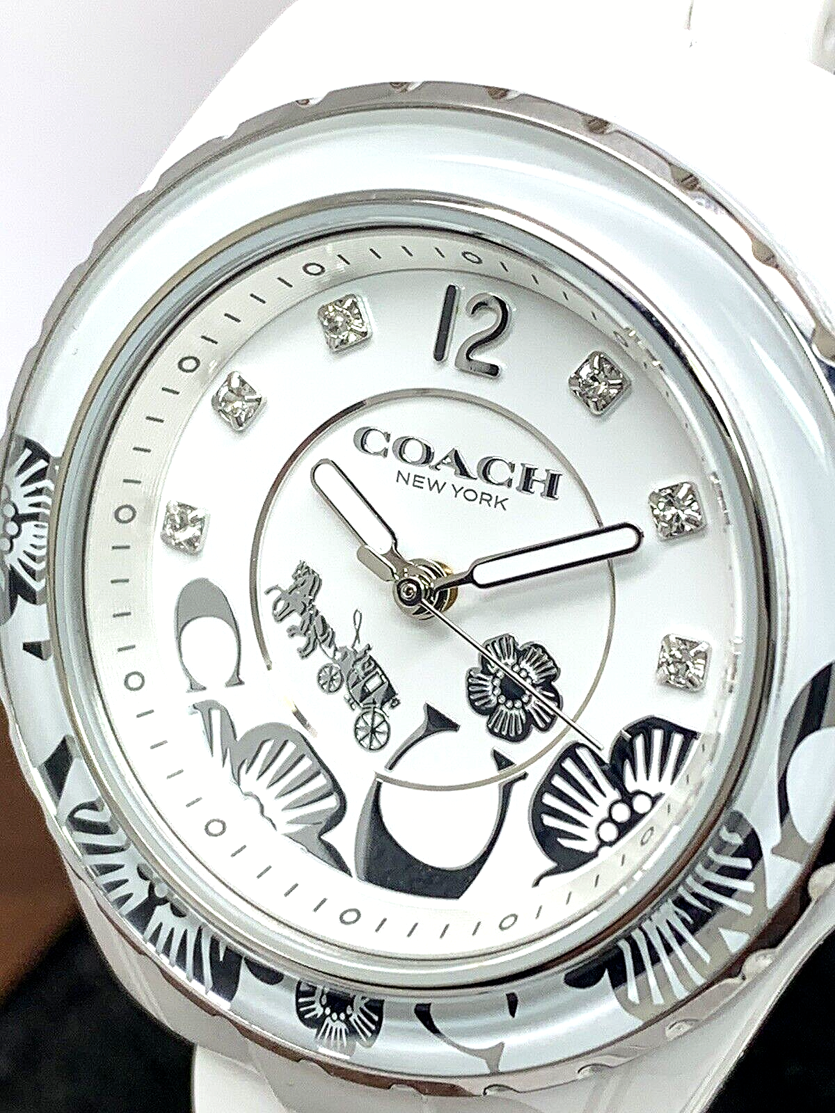 Coach Preston White Dial White Steel Strap Watch for Women - 14503464