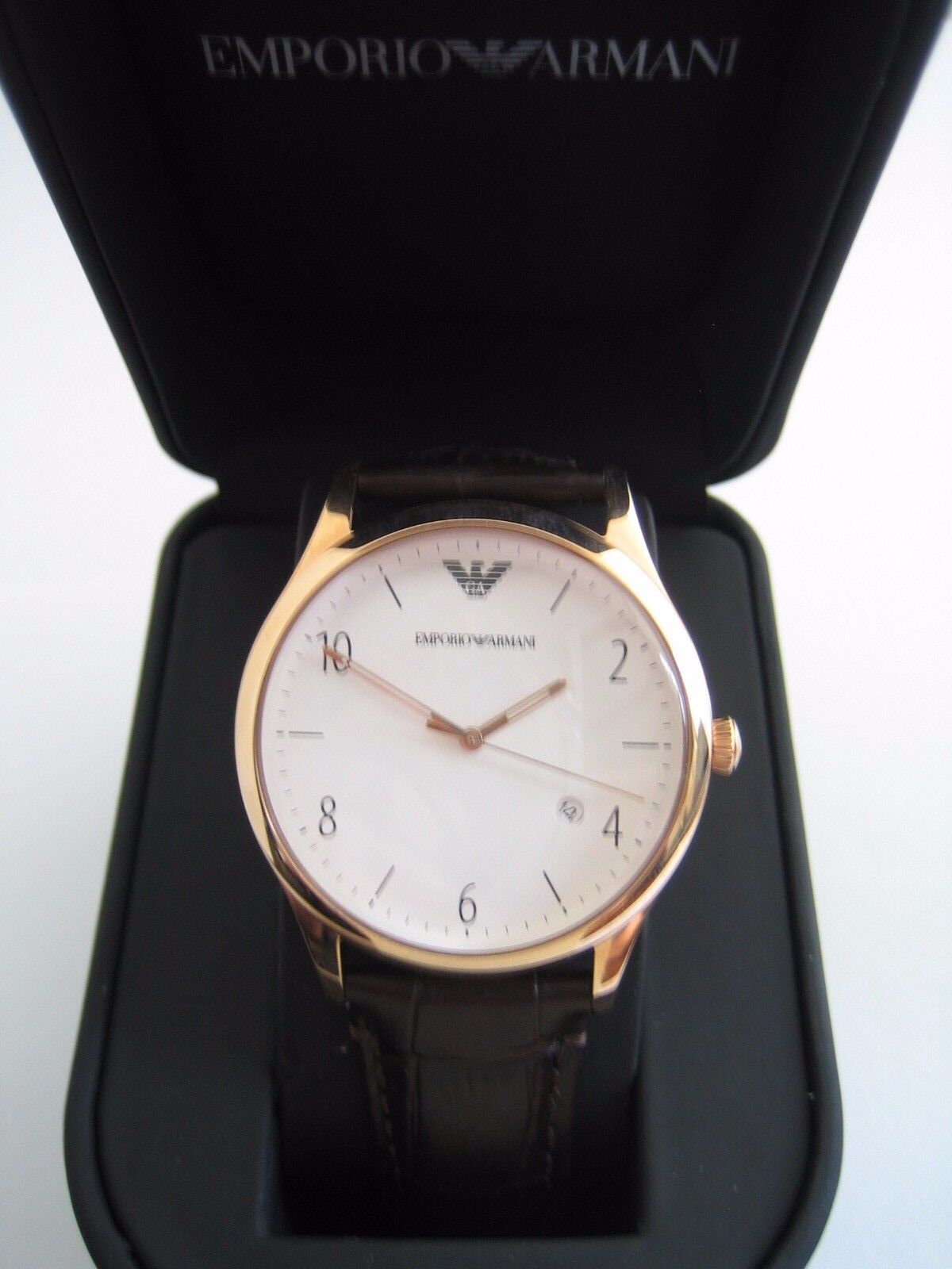 Emporio Armani Beta Chronograph White Dial Brown Leather Strap Watch For Men - AR1915