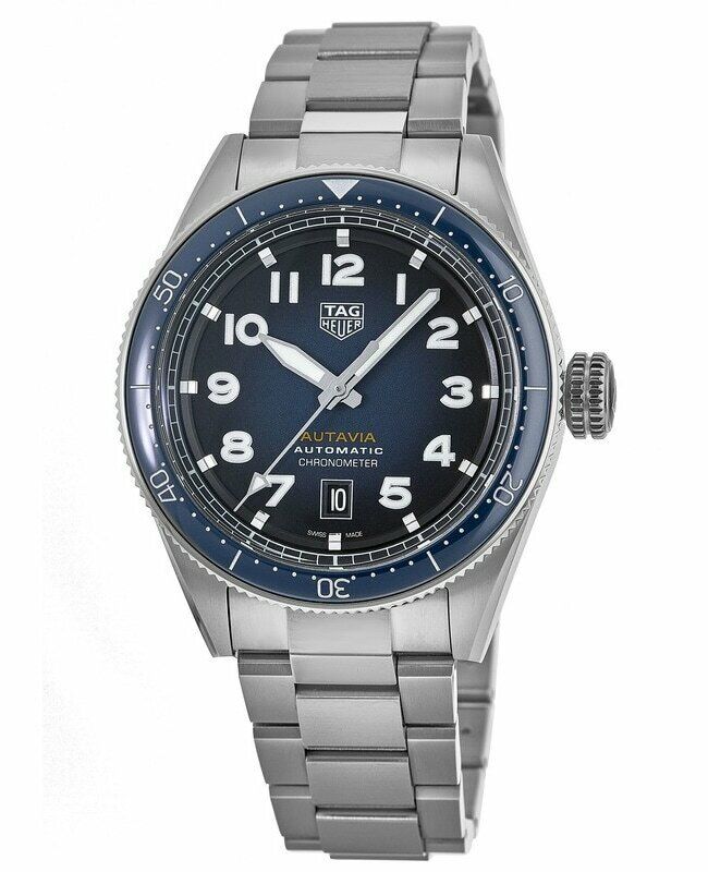 Tag Heuer Autavia Automatic Blue Dial Silver Steel Strap Watch for Men - WBE5116.EB0173