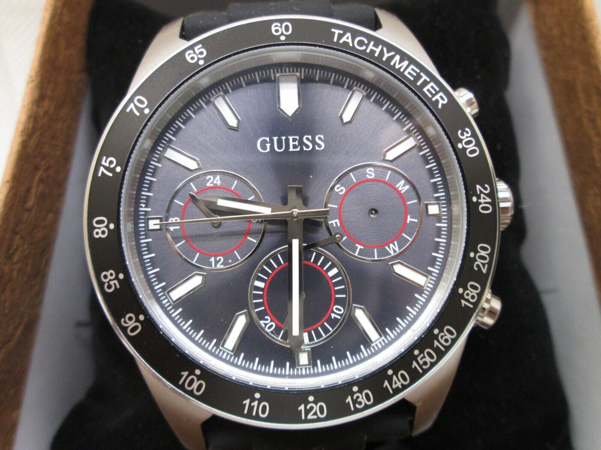 Guess Altitude Chronograph Black Dial Black Rubber Strap Watch for Men - GW0332G1