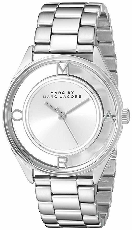 Marc Jacobs Tether Transparent Silver Dial Silver Steel Strap Watch for Women - MBM3412