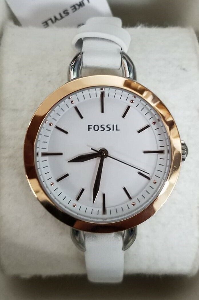 Fossil Classic Minute White Dial White Leather Strap Watch for Women - BQ3328