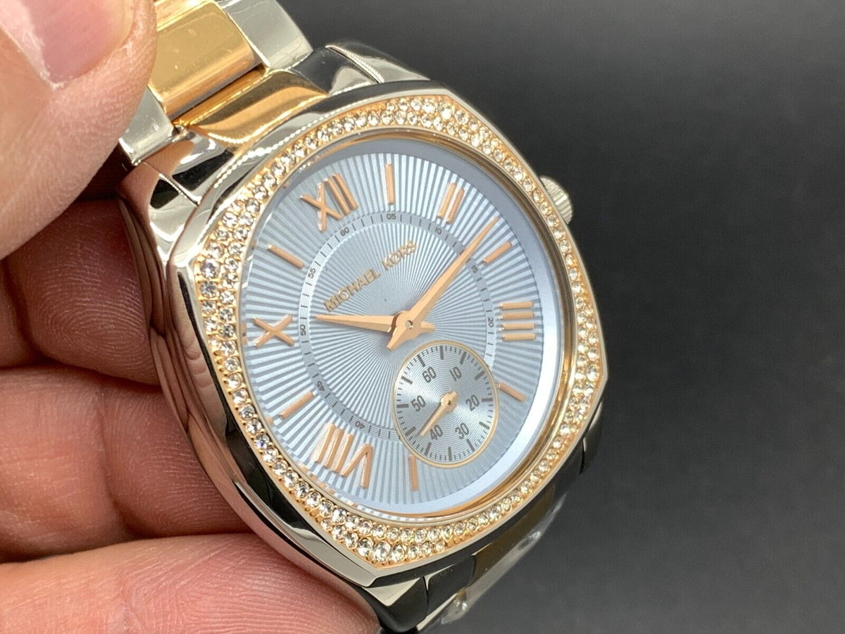 Michael Kors Bryn Quartz Blue Dial Two Tone Steel Strap Watch For Women - MK6136