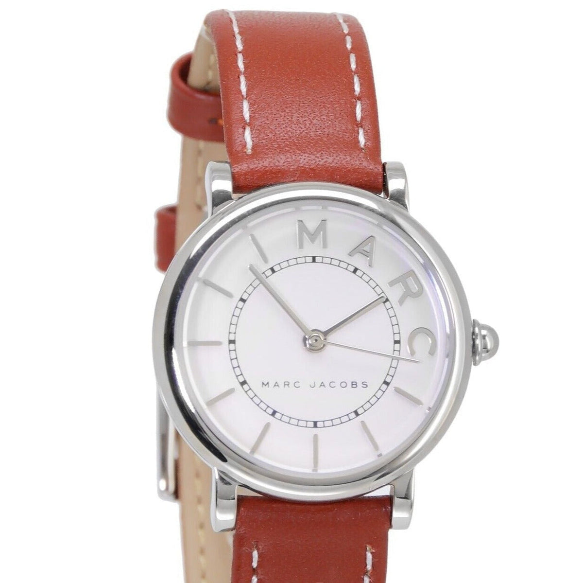 Marc Jacobs Roxy Silver Dial Brown Leather Strap Watch for Women - MJ1572